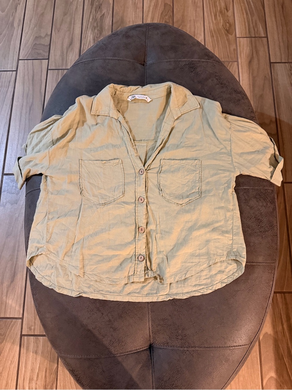 Zara Olive Green Linen Shirt